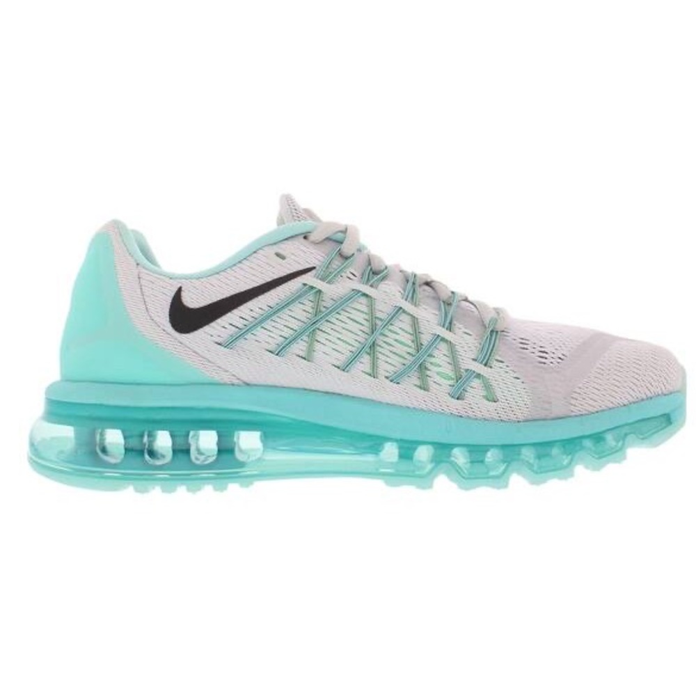 Gray and teal Nike air maxes
